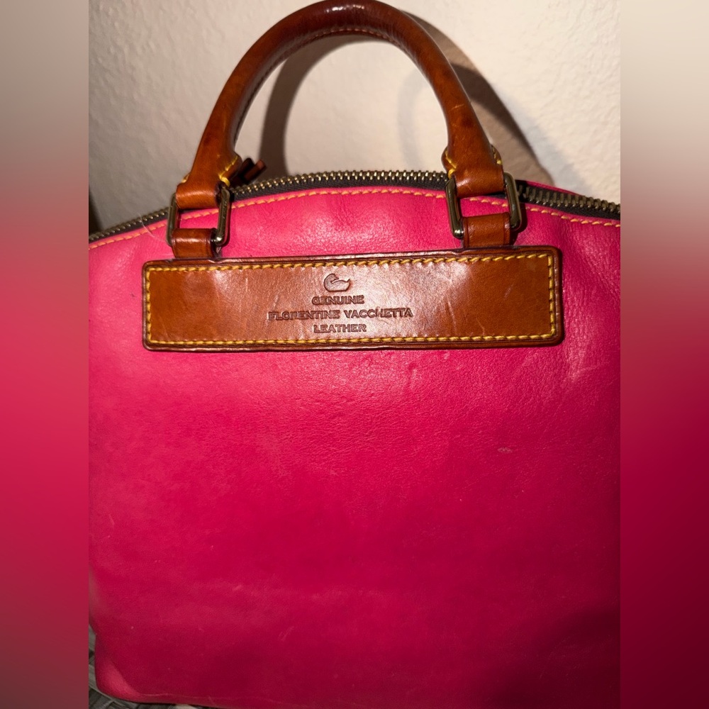 Dooney & Bourke Florentine Leather Satchel Pink w Leather Strap & Duck Hangtag - Picture 12 of 16